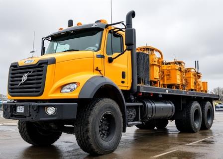 Heavy hauling flatbed truck